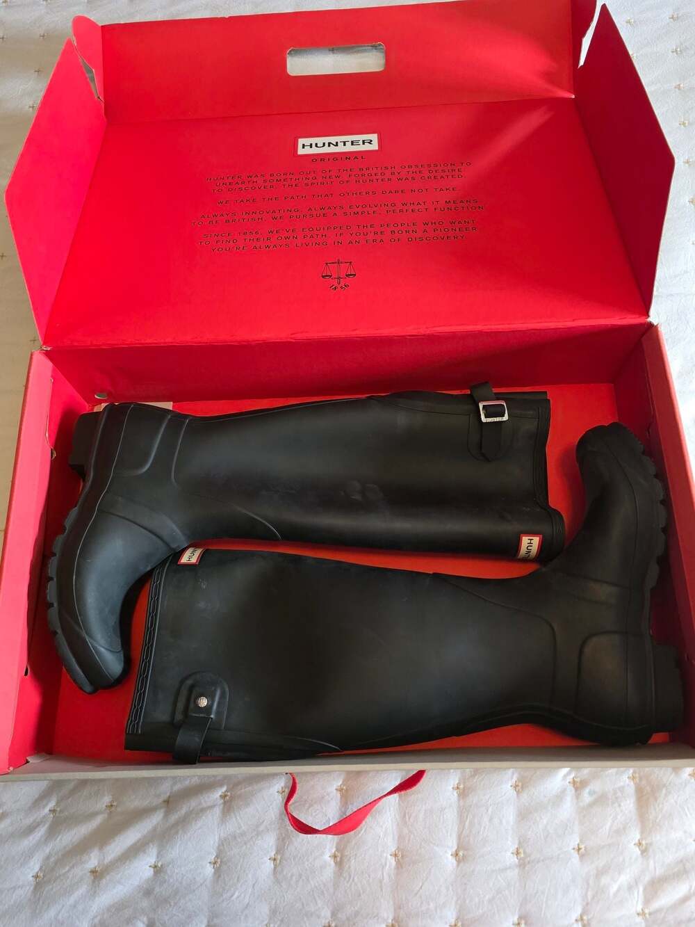 Hunter Original Back Adjustable Tall Wellington Rain Boots in Black